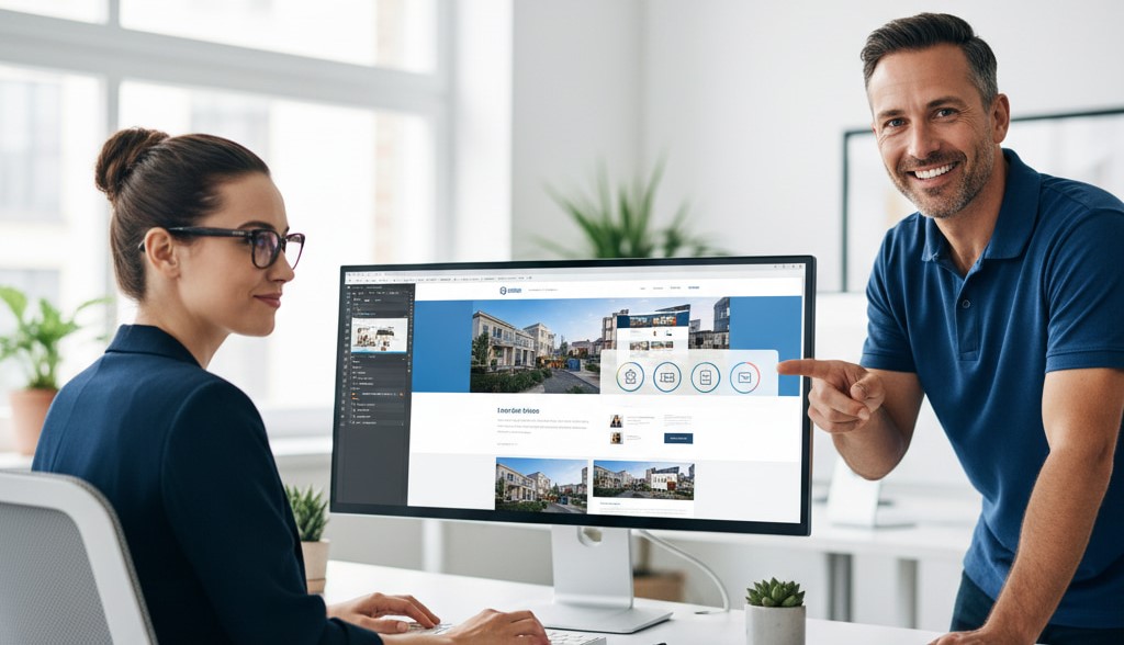 A person choosing between website designs.